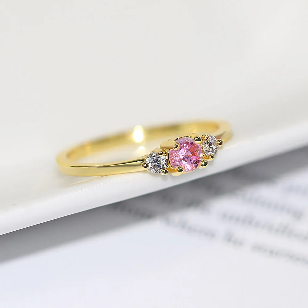 Slim Wedding Rings For Women Delicate Cubic Zirconia Light GolProposal Finger Gi - £13.70 GBP
