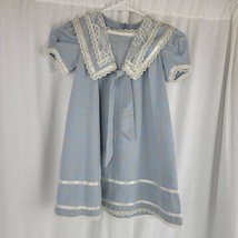 Jessica McClintock Gunne Sax Vintage Little Girl Blue Party Dress Lace 6 Prairie - £25.62 GBP