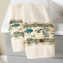 Laural Home Catch of the Day Bath Hand Towels Cotton Polyester 2pc Fishi... - $28.49