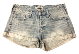 Hollister Womens Denim Jean Shorts Size 5 W27 Blue Stretch Cuff Hem Light Wash - £9.35 GBP