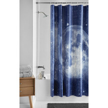 Celestial Luminous White Moon Space Shower Curtain, Modern, PEVA 70"x72" - NEW - $21.67