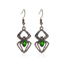 Halloween Long-legged Spider Necklace for Women Punk Thriller Emerald Earrings R - £16.53 GBP