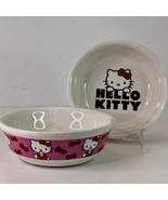 2 Cat or Dog Bowl Hello Kitty 6&quot; Pink Red Bow Ceramic Anti-skid Footed N... - $37.58 CAD