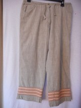Vintage Woolrich Sz 10 100% cotton cropped pants Grey Orange embroidery ... - $297.41 MXN