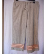 Vintage Woolrich Sz 10 100% cotton cropped pants Grey Orange embroidery ... - $15.99