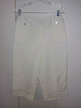 Ruby Rd. Ladies White LINEN/RAYON Lined Cropped PANTS-8-NWT-$44 ORIG.-NICE-COMFY - £9.36 GBP