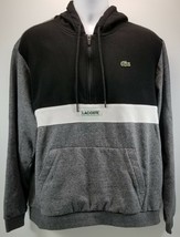 N) Lacoste Sport Men&#39;s Hoodie Black Gray 3XL Quarter Zip Pullover Sweats... - $89.09