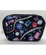 Lancome Black Jewel Print Zip Up Travel Make Up Bag NEW - $12.86