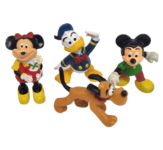 4 VINTAGE 1980's DISNEY MICKEY + MINNIE MOUSE PLUTO DONALD DUCK FIGURE P... - $14.25