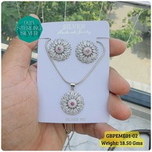 925 Silver Pendant Earrings Set With Imported Rodium Chains - Regal Coll... - $72.69 CAD+