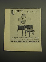 1952 Union-National Unite Vanity and Bench Advertisement - £14.78 GBP