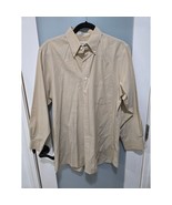 Vintage Van Heusen Mens Tan Stripe Button Up Dress Shirt 15.5 32/33 - $328.76 MXN
