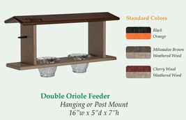 Large Oriole Bird Feeder 2 Jelly Jars &amp; Orange Spikes - Custom Poly Colors Usa - £59.92 GBP+