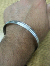 Stunning chrome plated silver tone 5 lines sikh khalsa kara bracelet bangle w - £7.02 GBP
