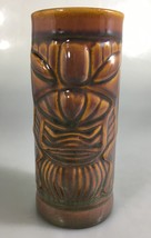Libbey Tiki Brown Glazed Ceramic Glass Tumbler 7&quot; - £14.22 GBP
