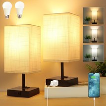 Table Lamp For Bedroom Set Of 2,Minimalist Bedside Lamps With Ac Outlets,Night L - £36.76 GBP
