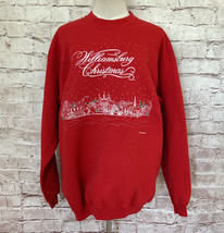 Vintage Christmas Colonial Williamsburg Sweatshirt Large Red Hanes Heavyweight - £35.14 GBP