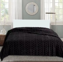 Evelyn Black Color Embossed Sherpa Blanket Softy And Warm King Size - £38.94 GBP