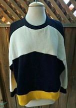 ZARA Colorblock Black Cream Yellow Long-sleeve Sweater Size Small - £15.77 GBP