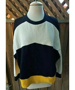 ZARA Colorblock Black Cream Yellow Long-sleeve Sweater Size Small - $27.08 CAD