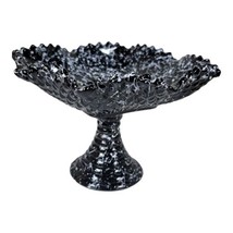 LE Smith MCM Black Confetti Ware Diamond Point Square Pedestal 6.5&quot; Cake Plate - £38.76 GBP