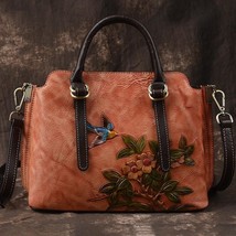 Retro Handmade Embossed Women Shoulder Bag Genuine Leather Top-handle Bags For W - £115.39 GBP