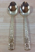 Vintage Cellini Romanesque 2 Soup Spoons Roses Gold Electroplate Japan 1... - £14.90 GBP