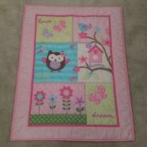 Garanimals Pink Baby Blanket Comforter Owl Flowers Butterfly Love Home D... - £26.37 GBP