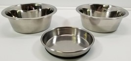 MM) Lot of 3 Stainless Steel Dog Pet Food Treat Water Bowls Dish Feeders - £7.75 GBP