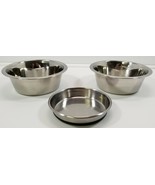 MM) Lot of 3 Stainless Steel Dog Pet Food Treat Water Bowls Dish Feeders - £7.82 GBP