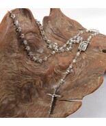 Vintage Iridescent Clear Bead INRI Jesus Crucifix Cross Pendant Rosary N... - $225.05 MXN