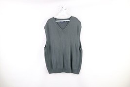 Vintage 90s Gap Mens Size XL Faded Blank Cotton Knit V-Neck Sweater Vest Green - £41.47 GBP