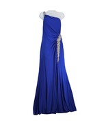 Milano Blue One Shoulder Dress Sz 14 Cascading Rhinestones Mermaid Prom ... - $45.00