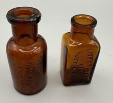 Miniature Bottle Brown Cabot&#39;s Sulpho Napthol &amp; Davis Rose Boston Set of 2 - £16.17 GBP