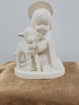 Goebel Figurine Angel and Lamb West Germany HJ19 Soft White Glazed Bisqu... - $21.77