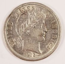 1913 10C Barber Dime About Uncirculated AU Condition, Excellent Eye Appeal - $109.50