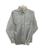 Lands End Mens 15.5 35 Button Up Dress Shirt Green White Plaid Long Sleeve - $435.48 MXN