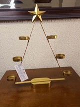 Metal Christmas Tree Tee Light Candle Holder Holds 6 Gold - £7.62 GBP