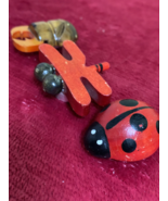 Retro insect magnet dragonfly ladybug beetle wooden set - €16,69 EUR