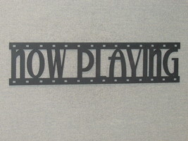 NOW PLAYING Movie Film Strip Wood Wall Word Sign Art Decor Movies Reel - £23.94 GBP