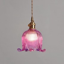 Vintage Glass Light Fixture Pendant Retro Hanging Ceiling Kitchen Antique Purple - £61.91 GBP