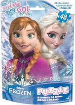 Frozen Anna &amp; Elsa Puzzle on The Go in Foil Bag 48 Piece By Disney NEW - $7.99