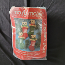 Mary Maxim Needlework Kit Needlepoint Christmas Ornaments Stockings w/Teddies - £13.48 GBP