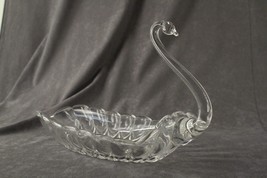 Vintage Elegant Art Clear Glass Duncan Miller Swan Oblong Candy Dish Bowl - £22.80 GBP