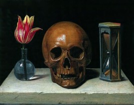 Art Still Life With a Skull. Wall Archival Oil Painting Giclee Print Canvas - £6.86 GBP+