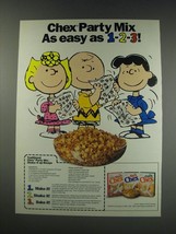 1991 Ralston Chex Cereal Ad - Chex Mix recipe featuring Peanuts characters - £14.45 GBP