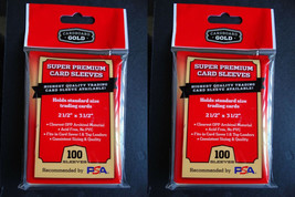 2 Cardboard Gold Super Premium Penny Standard Card Sleeves (100 Per Pack) - £4.71 GBP