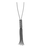 NWT Brighton Café Vendome Long Tassel Necklace silver pendant reversible - $909.37 MXN