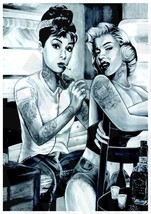 Marilyn Monroe and Audrey Hepburn as A Tattooed Ladies - £23.97 GBP