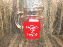 Vintage Bacardi Rum and Coca-Cola 2 Quart Glass Pitcher Coke Collectible - $24.70